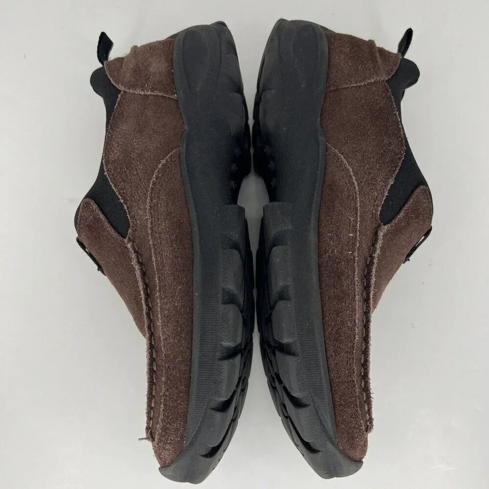 Land's End Brown Rough Cut Suede Chukka Loafers Mens Size 8.5 Slip-On Shoes